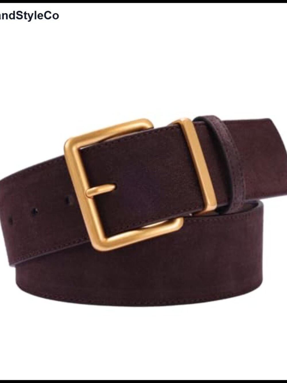 Wide Suede Leather Belt Gold-Tone Buckle Casual Formal Women